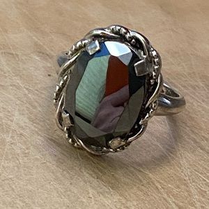 VNTG native signed Hematite Sterling ring